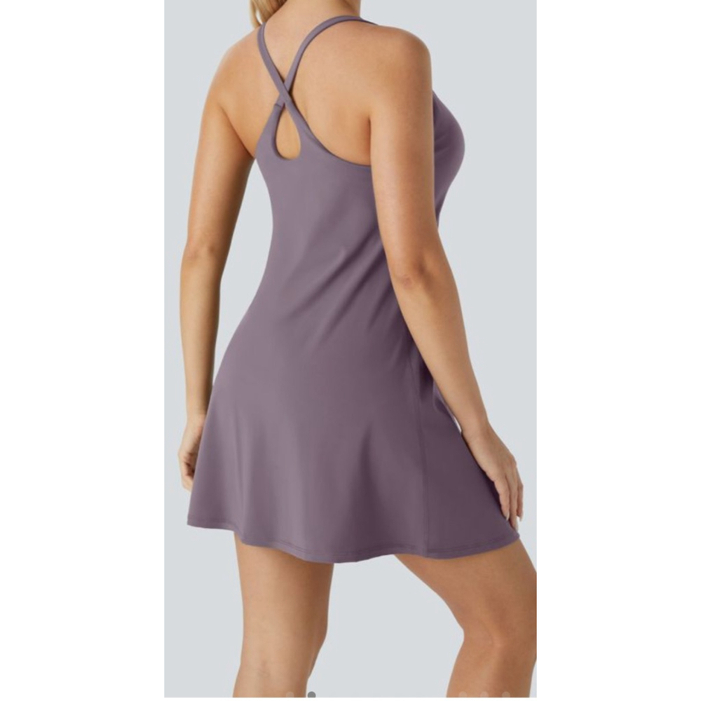 Halara Softlyzero™ Plush Backless Active Dress In Color Tulip - Picture 2 of 9
